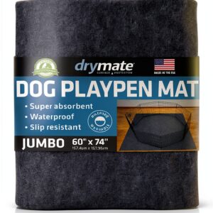 Drymate Dog Playpen Mat Charcoal Reusable Waterproof Pet Mat-0