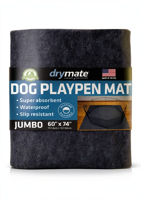 Drymate Dog Playpen Mat Charcoal Reusable Waterproof Pet Mat-0