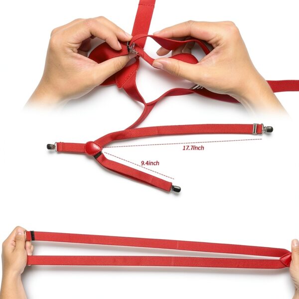 Kids Suspenders Bow Tie Set Adjustable Red Formal Wear-4