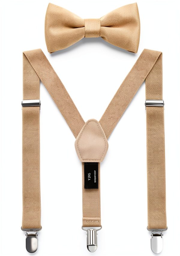 Mens Boys Suspenders Bow Tie Set Adjustable Elastic Sizes