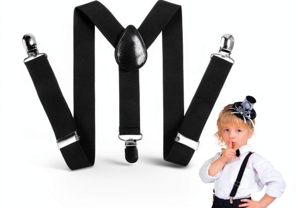 Kids Suspenders Larrel Elastic Adjustable Y Back Metal Clips