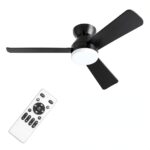 ZOUQILAI Ceiling Fan with Light 42 Inch Black Modern DC Motor-0