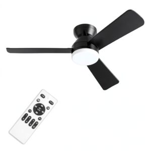 ZOUQILAI Ceiling Fan with Light 42 Inch Black Modern DC Motor-0