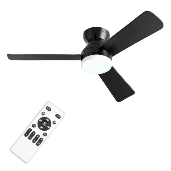 ZOUQILAI Ceiling Fan with Light 42 Inch Black Modern DC Motor-0