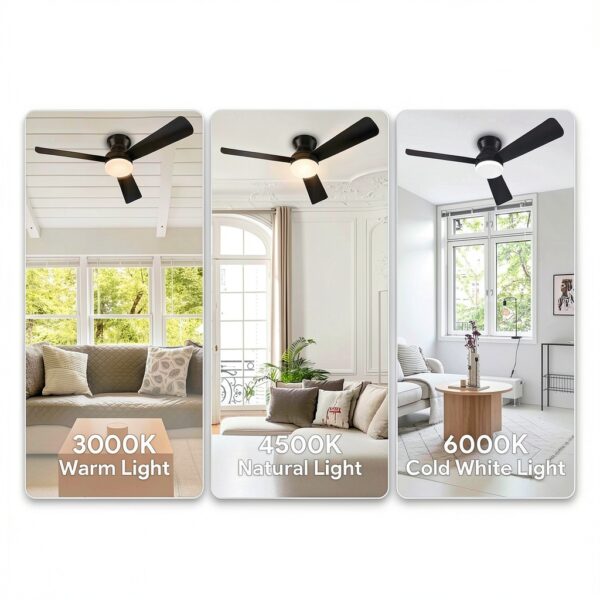 ZOUQILAI Ceiling Fan with Light 42 Inch Black Modern DC Motor-3