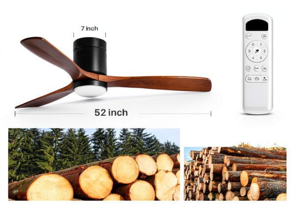 Sofucor 52 inch Ceiling Fan with Light Black Gold Modern Design-6