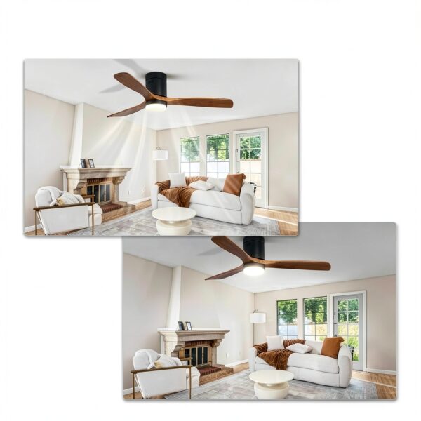 Sofucor 52 inch Ceiling Fan with Light Black Gold Modern Design-3