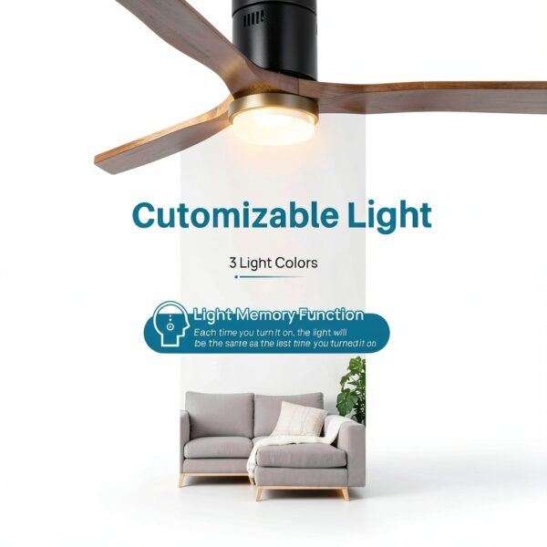 Sofucor 52 inch Ceiling Fan with Light Black Gold Modern Design-2
