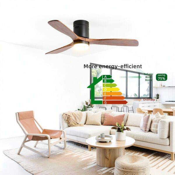 Sofucor 52 inch Ceiling Fan with Light Black Gold Modern Design-7