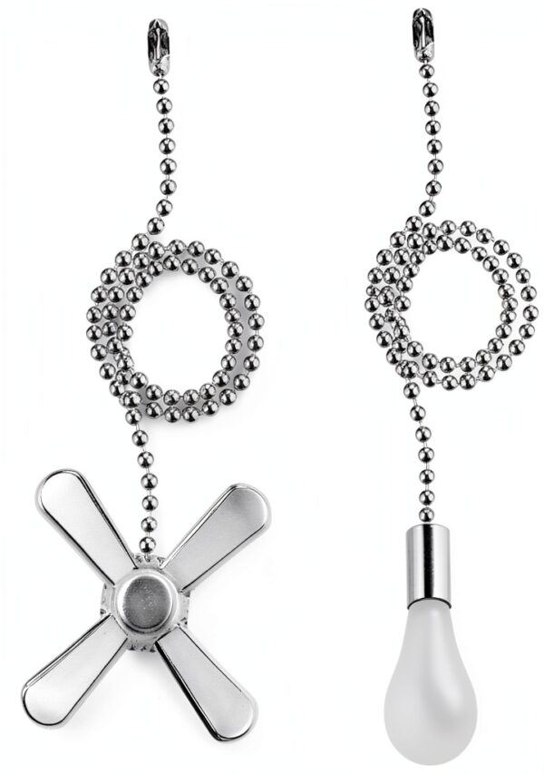 Ceiling Fan Pull Chain sunswan Brushed Metal Adjustable Short White-0