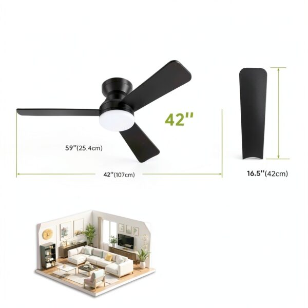 ZOUQILAI Ceiling Fan with Light 42 Inch Black Modern DC Motor-6
