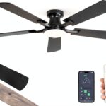 Ceiling Fan ZMISHIBO 52 Inch Black Flush Mount with App Remote LED-0