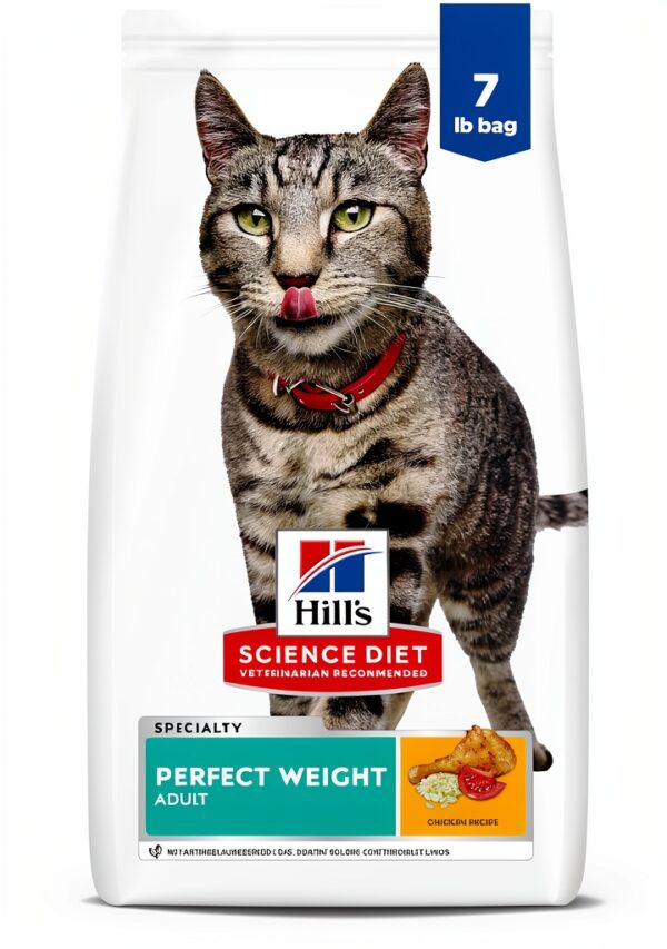 Hill's Science Diet Perfect Weight, Adult 1-6, Weight Management Support, Dry Cat Food, Chicken Recipe, 7 lb Bag-0