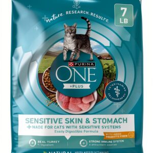 Purina ONE Sensitive Stomach, Sensitive Skin, Natural Dry Cat Food, +Plus Sensitive Skin and Stomach Formula - 7 lb. Bag-0